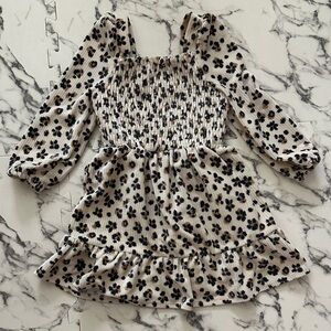 Nannette Leopard Cream and Black Floral Kids Dress